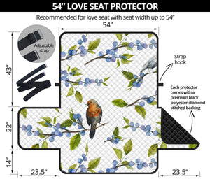 Blueberry Bird Pattern Loveseat Couch Cover Protector