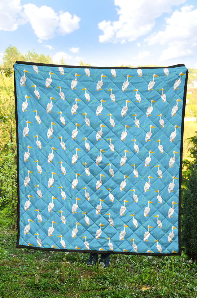 Pelican Pattern Print Design 02 Premium Quilt