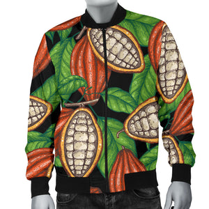 Cocoa Leaves Pattern Men Bomber Jacket