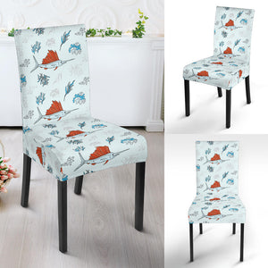 Swordfish Pattern Print Design 03 Dining Chair Slipcover
