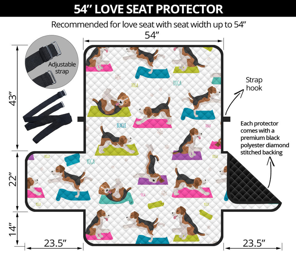 Beagle Yoga Pattern Loveseat Couch Cover Protector