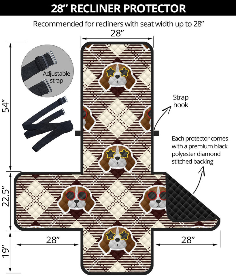 Beagle with Sunglass Pattern Recliner Cover Protector