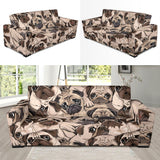 Pug Pattern Background Sofa Slipcover