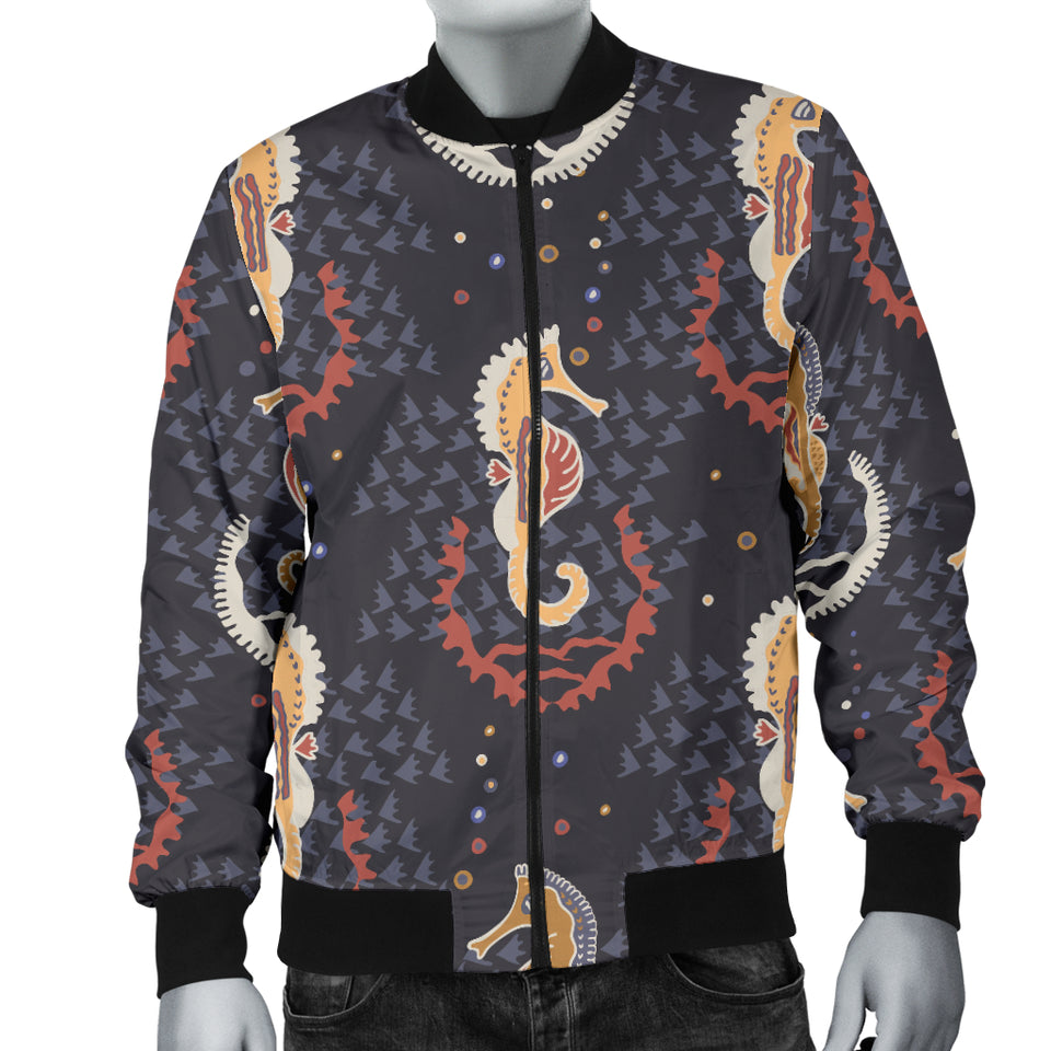 Seahorse Pattern Men Bomber Jacket