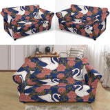 Swan Rose Pattern Loveseat Couch Slipcover