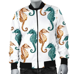 Seahorse Pattern Background Men Bomber Jacket