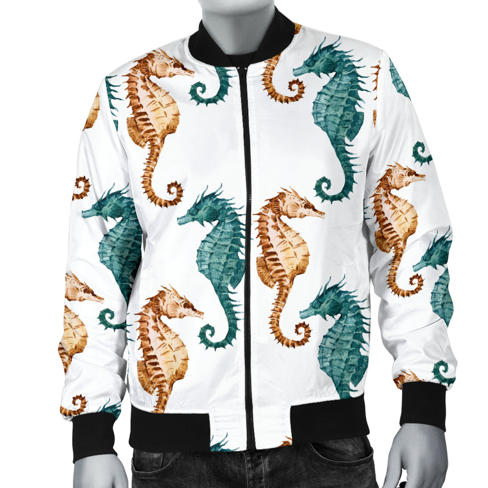 Seahorse Pattern Background Men Bomber Jacket