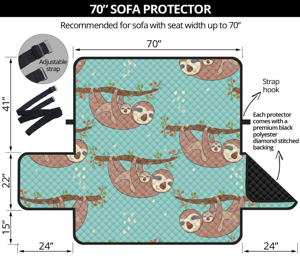 Sloth Mom and baby Pattern Sofa Cover Protector