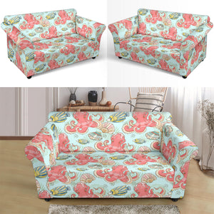 Octopus Fish Shell Pattern Loveseat Couch Slipcover