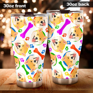 Shiba Inu Paw Bone Pattern Tumbler