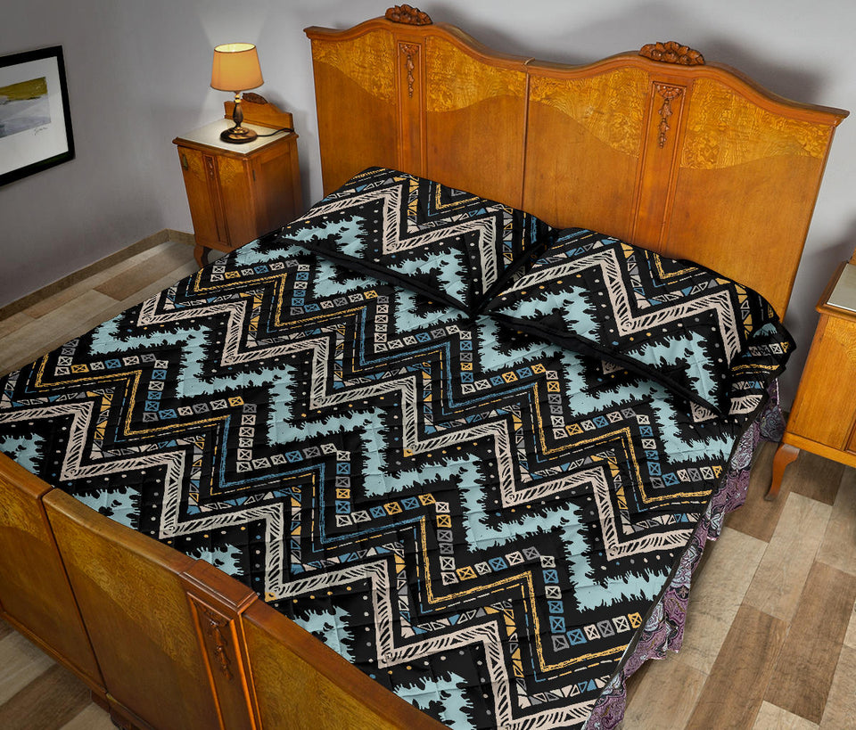 Zigzag Chevron African Afro Dashiki Adinkra Kente Quilt Bed Set