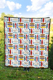 Surfboard Pattern Print Design 02 Premium Quilt