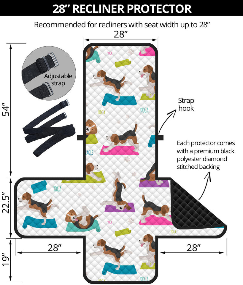 Beagle Yoga Pattern Recliner Cover Protector