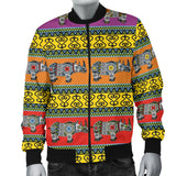 Rhino African Afro Dashiki Adinkra Kente Pattern Ethnic Motifs Men Bomber Jacket