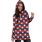 USA Star Pattern Background Women Hoodie Dress