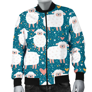 Sheep Heart Pattern Men Bomber Jacket