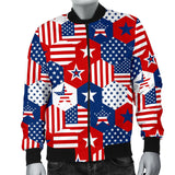 USA Star Hexagon Pattern Men Bomber Jacket