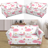 Pink Swan Pattern Loveseat Couch Slipcover