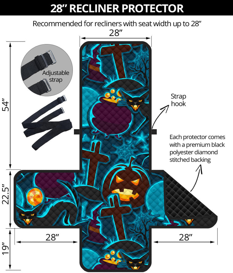 Halloween Pumpkin Cat Pattern Recliner Cover Protector