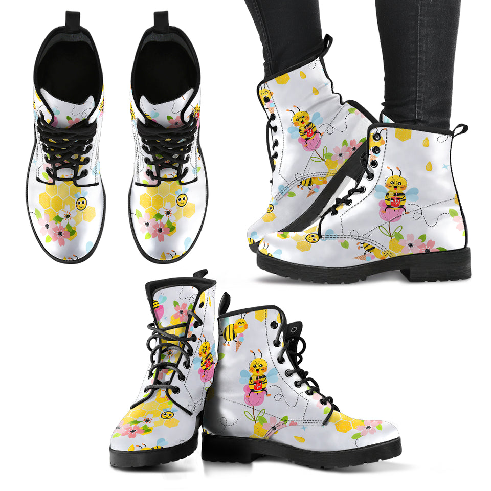 Cute Bee Pattern Leather Boots