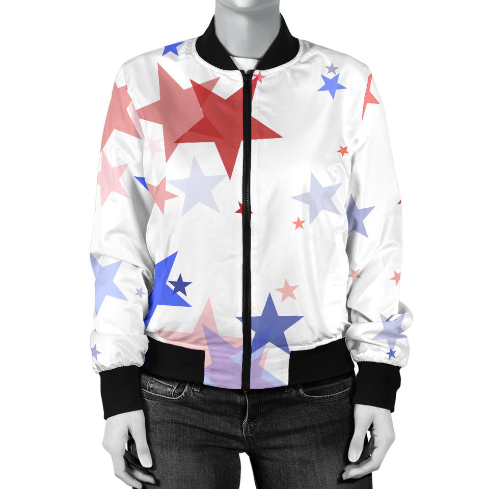 USA Star Pattern Women Bomber Jacket