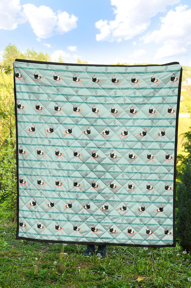 Ostrich Pattern Print Design 04 Premium Quilt