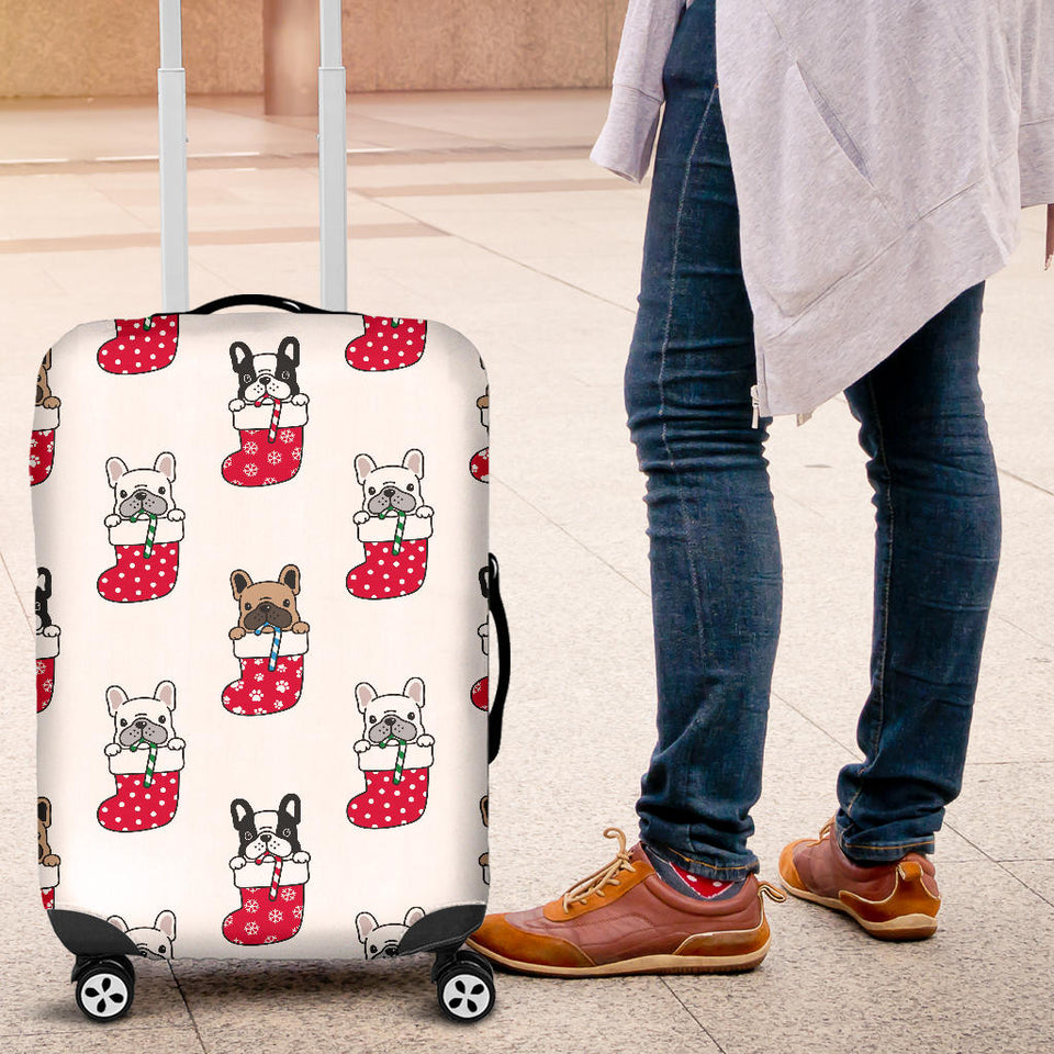French Bulldog in Sock Pattern Luggage Covers