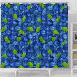 Blueberry Pattern Background Shower Curtain Fulfilled In US