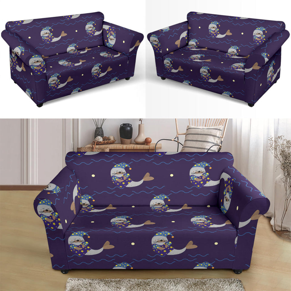 Sleeping Sea Lion Pattern Loveseat Couch Slipcover