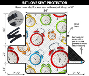 Colorful Clock Pattern Loveseat Couch Cover Protector