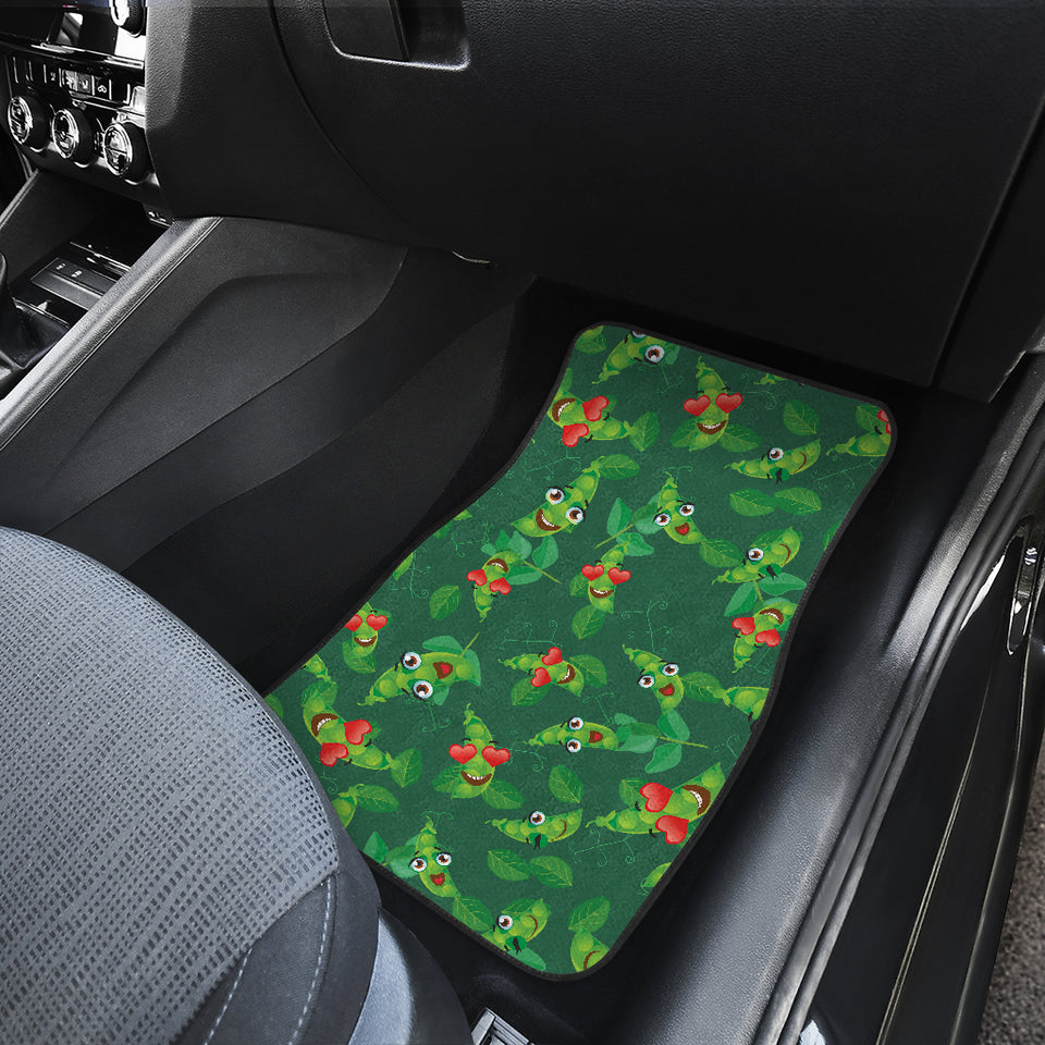 Green Peas Pattern Print Design 05 Front and Back Car Mats