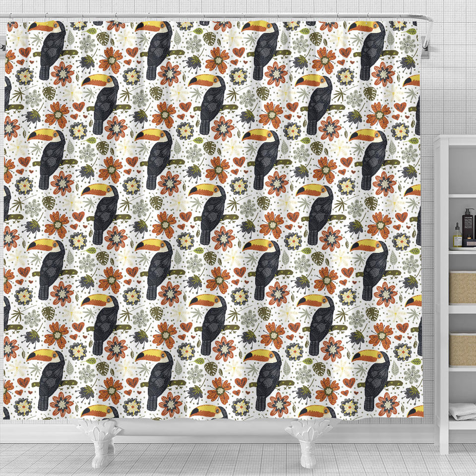 Toucan Flower Pattern Shower Curtain Fulfilled In US