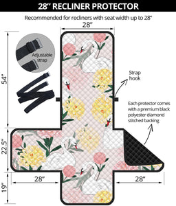 Swan Flower Pattern Recliner Cover Protector