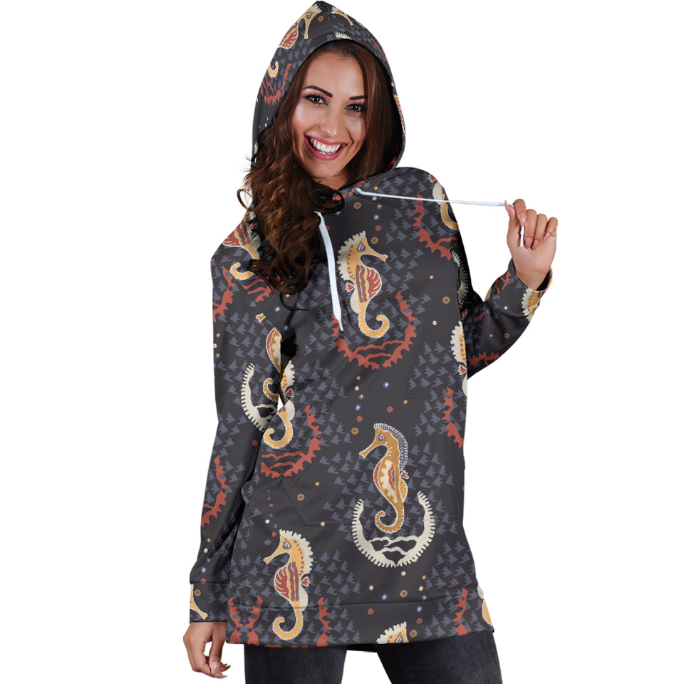 Seahorse Pattern Women Hoodie Dress