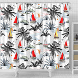 Sailboat Pattern Background Shower Curtain Fulfilled In US