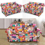 Snowman Colorful Theme Pattern Loveseat Couch Slipcover