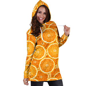 Sliced Orange Pattern Women Hoodie Dress