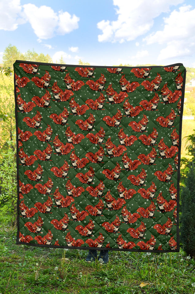 Squirrel Pattern Print Design 03 Premium Quilt