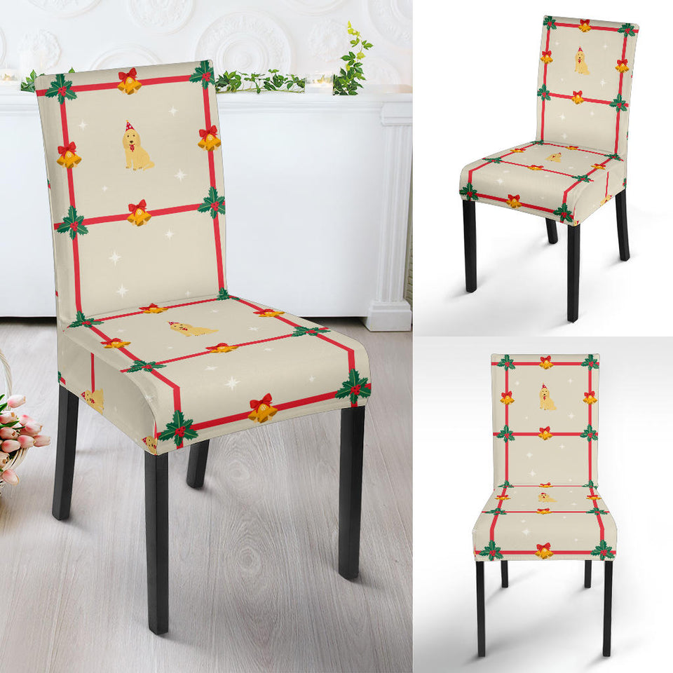 Golden Retriever Pattern Print Design 01 Dining Chair Slipcover