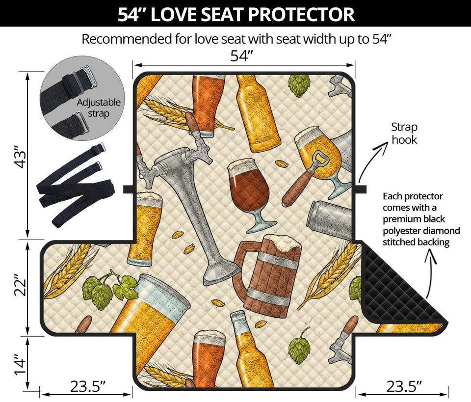 Beer Pattern Loveseat Couch Cover Protector