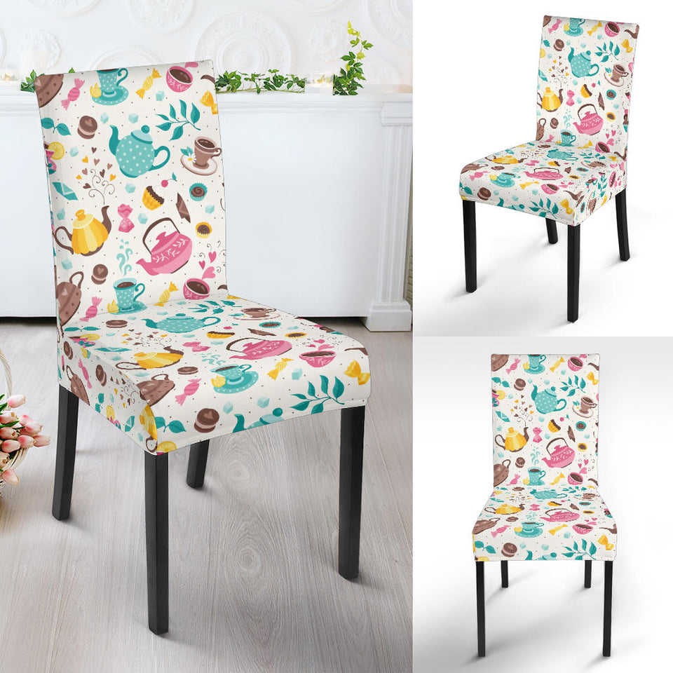Tea pots Pattern Print Design 05 Dining Chair Slipcover