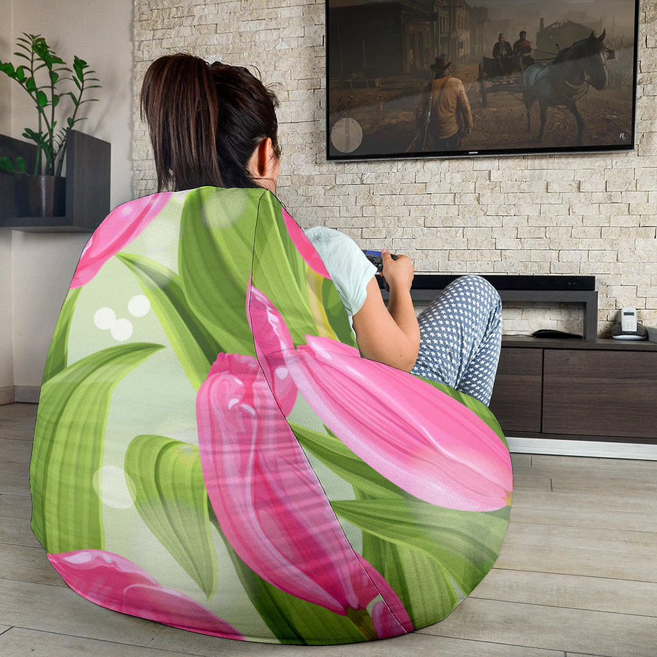 Pink Tulip Pattern Bean Bag Cover