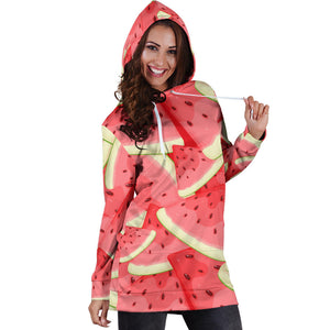 Watermelon Pattern Background Women Hoodie Dress
