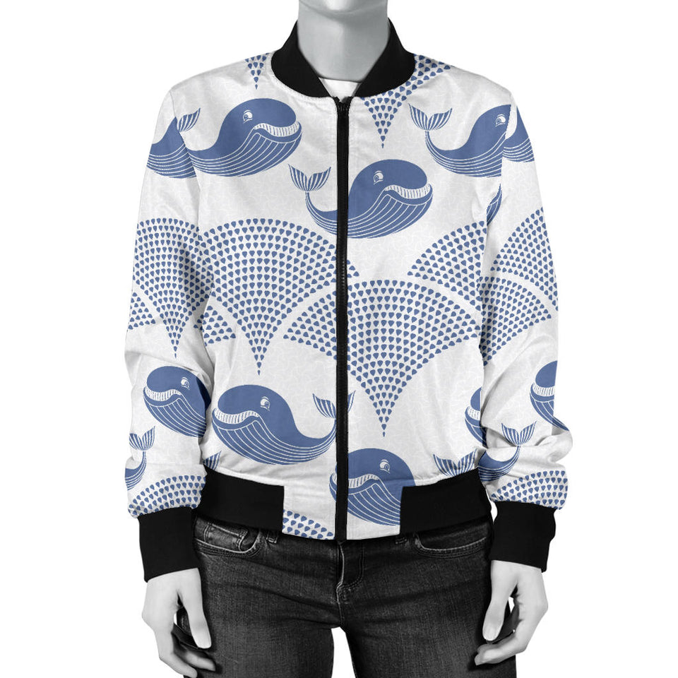 Whale Pattern Women Bomber Jacket