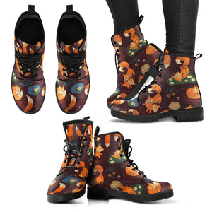 Fox Pattern Leather Boots