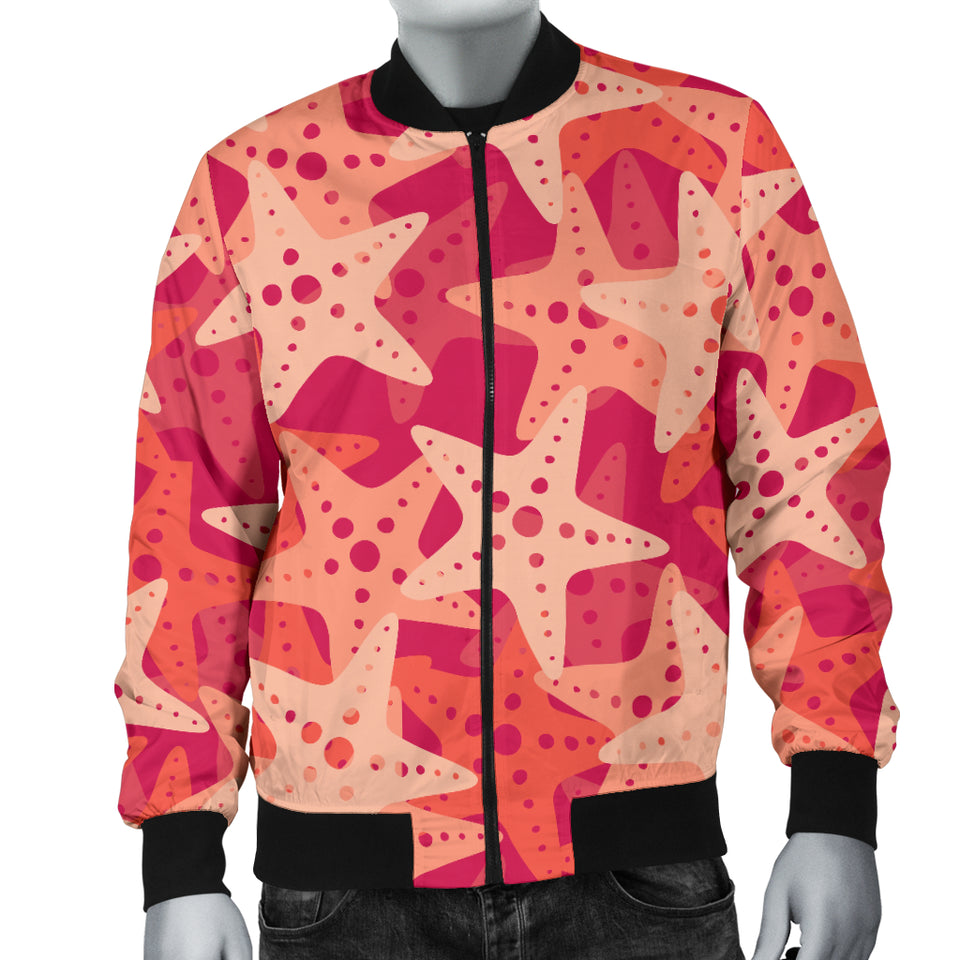 Starfish Red Theme Pattern Men Bomber Jacket