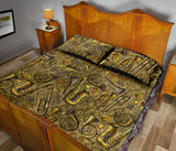 Saxophone Gold Pattern Quilt Bed Set