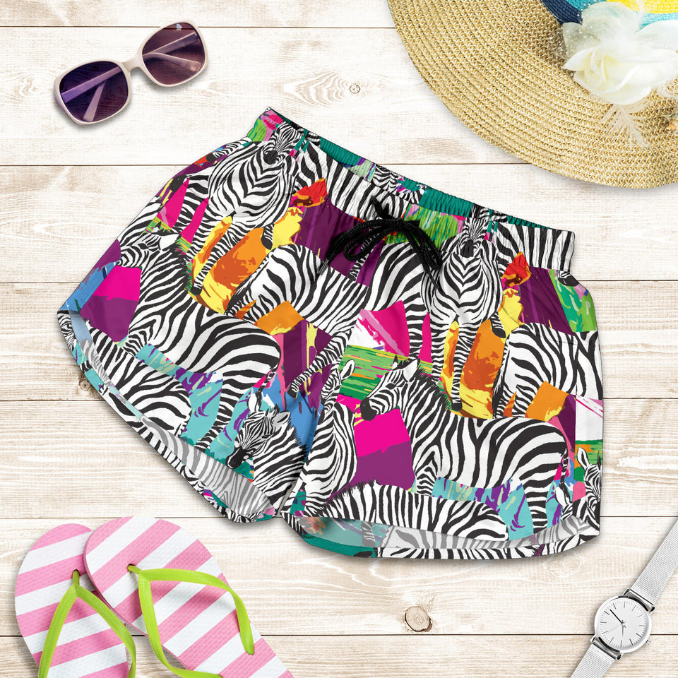 Zebra Colorful Pattern Women Shorts