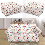 Red Green Yellow Chili Pattern Loveseat Couch Slipcover