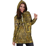 Saxophone Gold Pattern Women Hoodie Dress